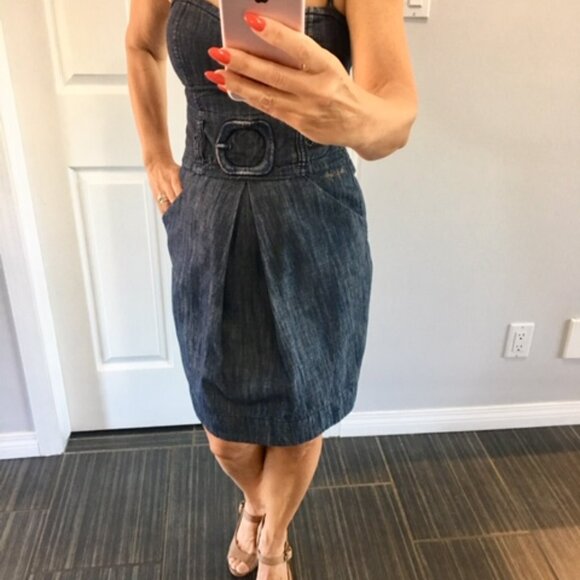 RARE Vintage Miss Sixty denim dress 100% cotton with built in bra size xs - Picture 3 of 16